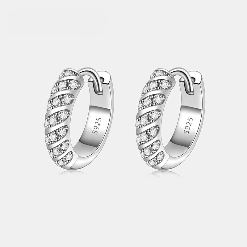 925 sterling silver Moissanite Hoop Earrings with brilliant moissanite