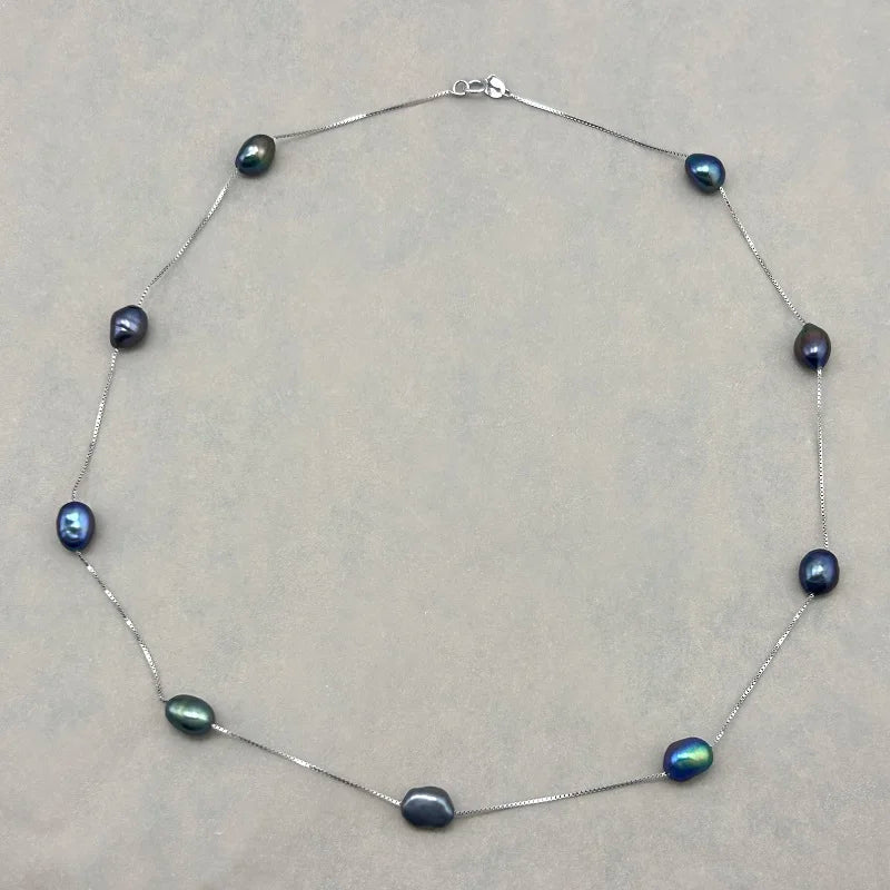 Real Baroque Pearl Necklace 6-7mm Natural Freshwater Pearl 925 Sterling Silver Choker Necklace For Women Jewelry Gfit