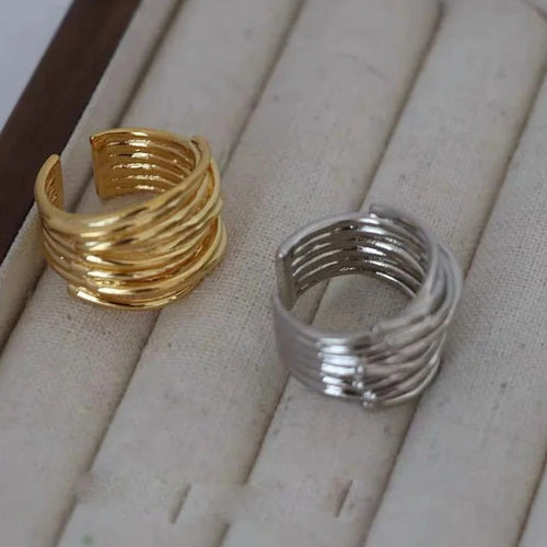 Two 925 sterling  Adjustable Vintage Ring with a modern layered design and adjustable open fit.