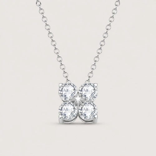 Four leaf clover pendant necklace crafted in 925 sterling silver with four brilliant moissanite stones