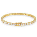 Gold-tone Aurelia moissanite tennis bracelet with a secure box clasp