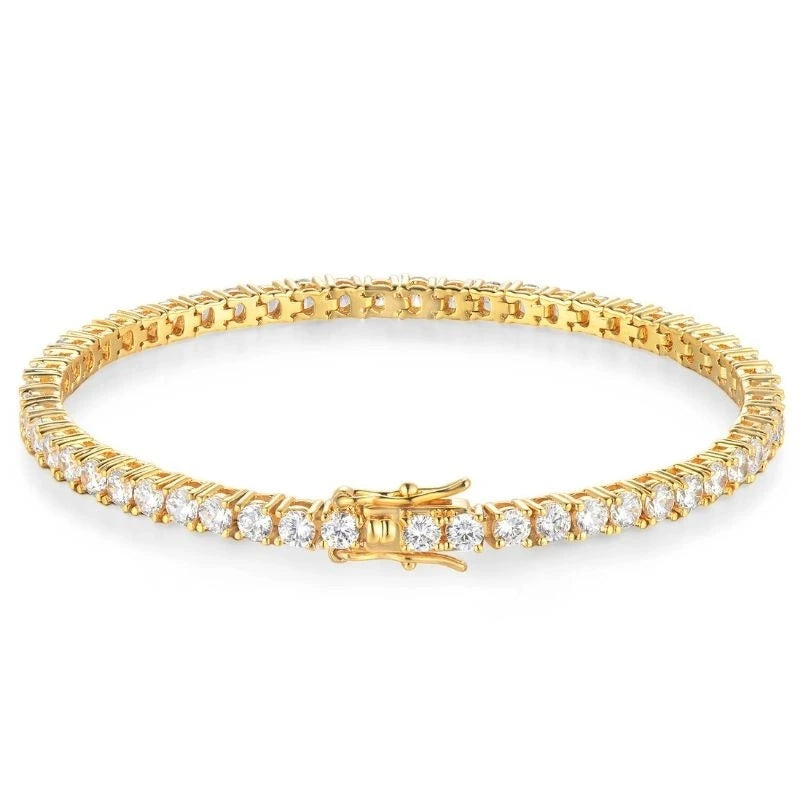 Gold-tone Aurelia moissanite tennis bracelet with a secure box clasp