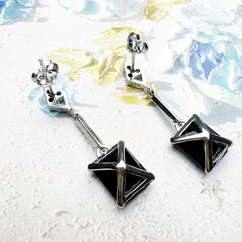 Black Stone Drop Earrings
