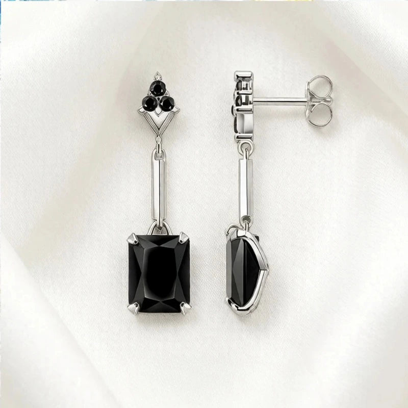Black Stone Drop Earrings