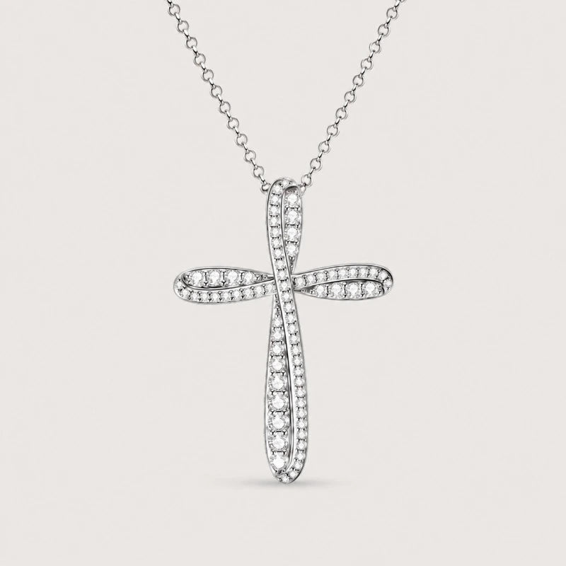 Cross pendant moissanite necklace crafted in 925 sterling silver