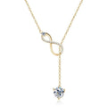 Gold colour Éternelle infinity necklace with a sparkling moissanite drop