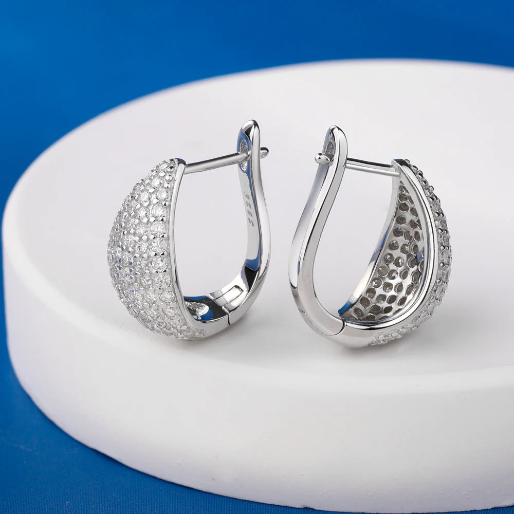 Close-up of Moissanite Hoop Earrings 