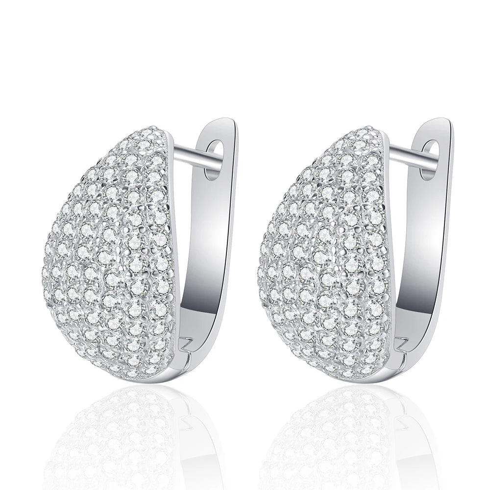 Moissanite Hoop Earrings crafted in 925 sterling silver with brilliant pavé-set D Colour moissanite