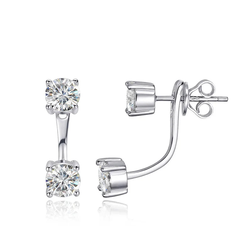 925 sterling silver Moissanite Stud Earrings with D Colour VVS1 gemstones and secure butterfly backs.