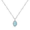 925 sterling silver opal pendant necklace with a delicate oval bezel-set stone and adjustable chain