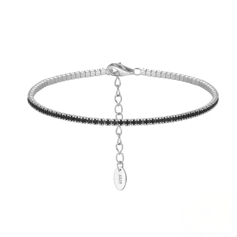 Silver Zirconia Tennis Bracelet with black stone