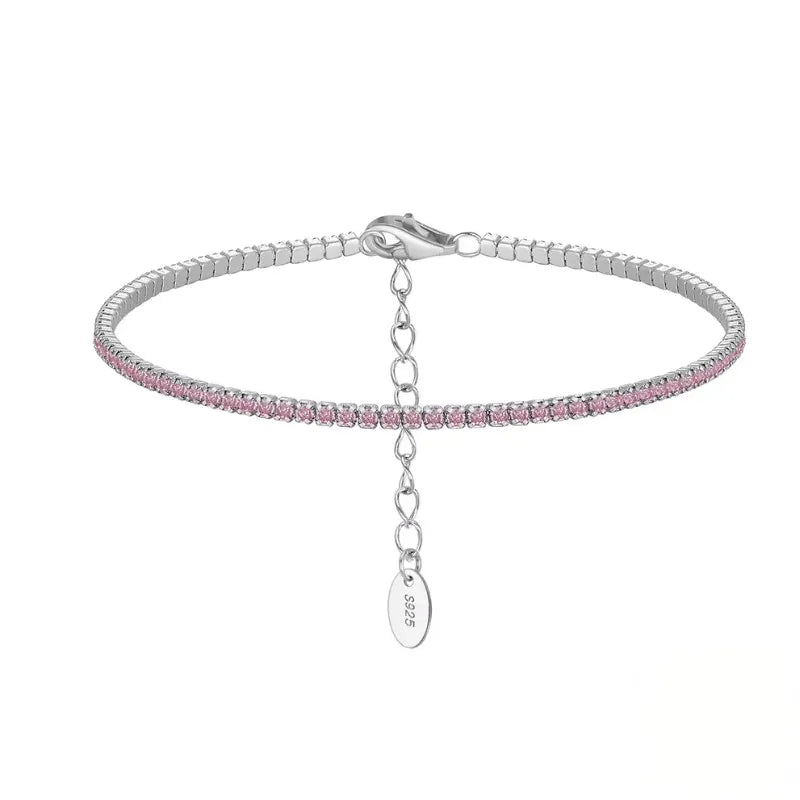 Silver Zirconia Tennis Bracelet featuring brilliant light pink cubic zirconia